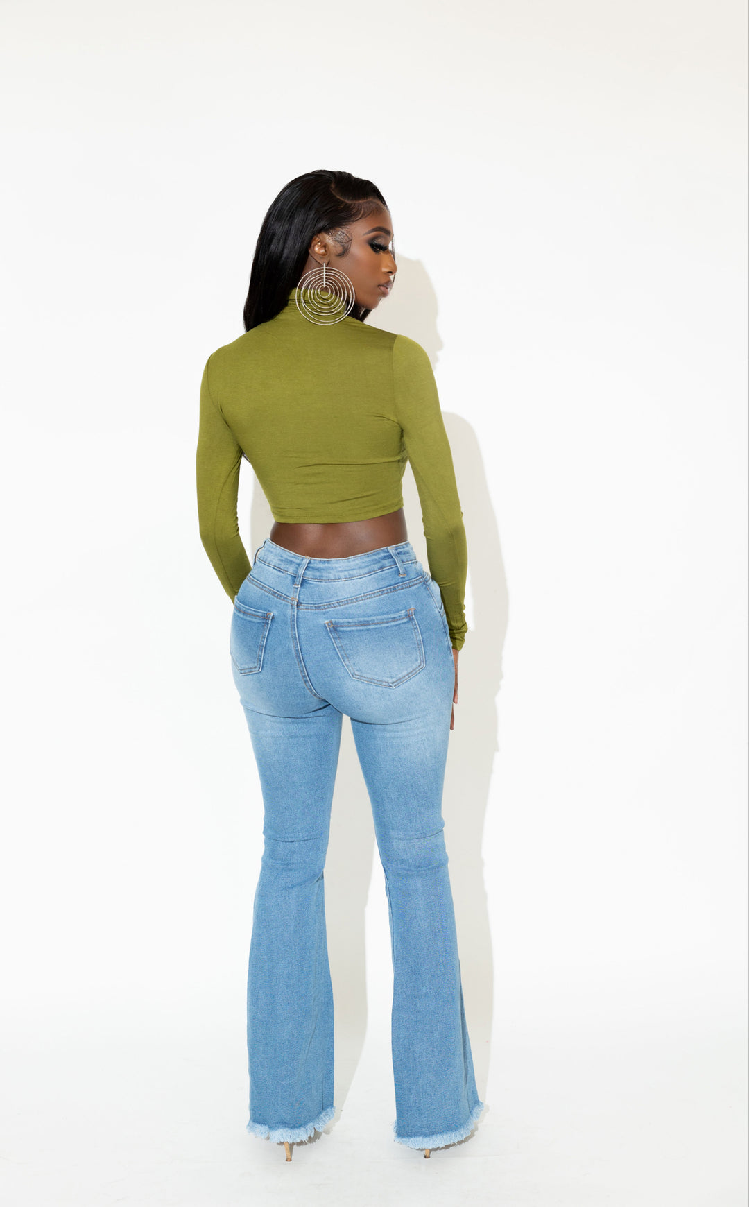 Cropped Turtleneck Babe- Olive