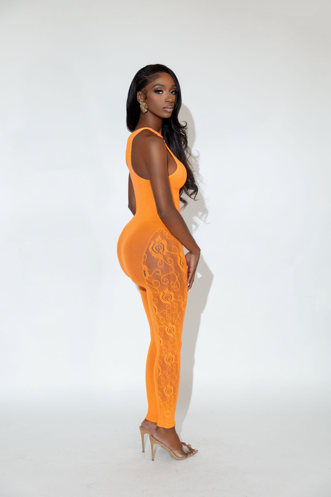 Baddie Lace Jumpsuit- Orange-08