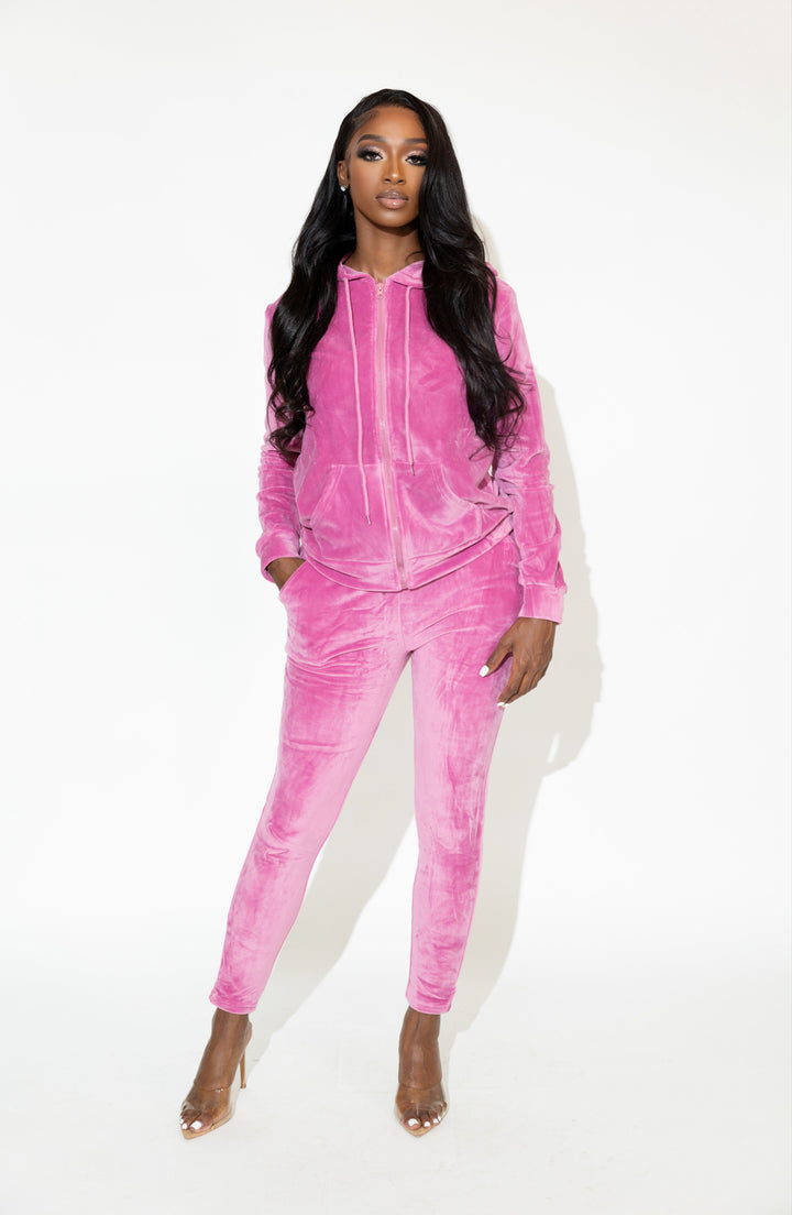 Active Barbie Velour Set- Pink